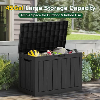 45 Gallon Lockable Resin Deck Box (Black / 45 gallons)