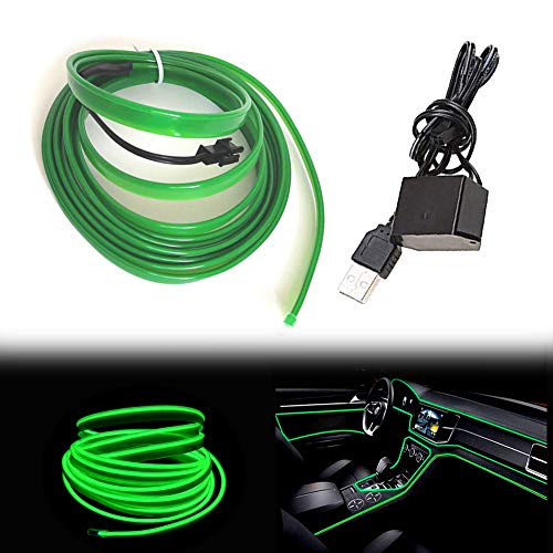 El Wire Green Interior Car LED Strip Lights (Green / 3 M)