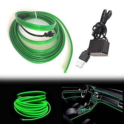 El Wire Green Interior Car LED Strip Lights (Green / 3 M)