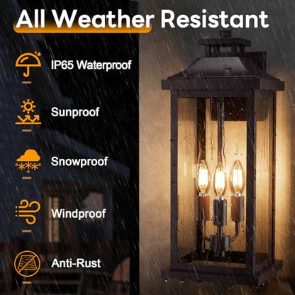 20" Oil Rubbed Bronze Outdoor Light Fixtures for House 2 Pack (Bronze / 2-Pack/No Sensor)