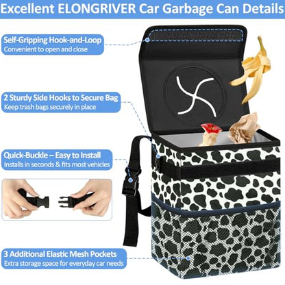 Leak Proof Car Trash Can with Lid Cow Print (Cow Print / 2 Gallons)