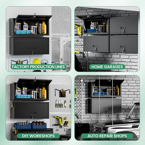 Metal Wall Cabinet (Black / Upflip Door-H13.5")