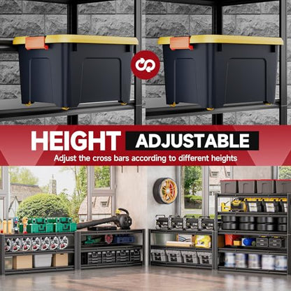 5 Tier 60" W x 24" D x 72" H Garage Shelving Units 3000LBS Shelves Garage Heavy Duty Metal Shelf Unit Adjustable Basement Industrial Storage Racks (Black-hidden Hole / 60"W x 24"D x 72"H)