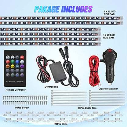 6PCS RGB LED Underglow Lights Strip with APP & Remote Control (6Pcs RGB Underglow Light)
