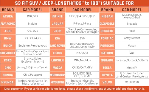 SUV Car Cover Waterproof All Weather Protection with Silver Stripe Design (2-S3 Fit SUV Length 182-190 inch)