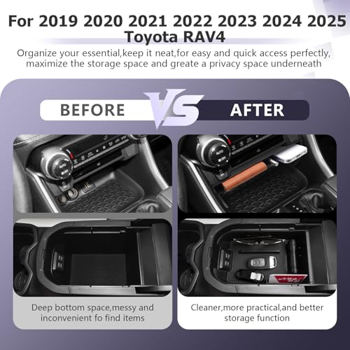 for 2025 Toyota RAV 4 Accessories Compatible with 2019 2020 2021 2022 2023 2024 2025 Toyota RAV 4 Front Center Console Organizer