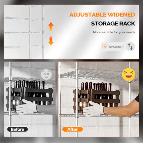 70" W Storage Shelves 1600LBS Heavy Duty Metal Shelving (Chrome / 69.8"W × 15.8"D × 71"H)
