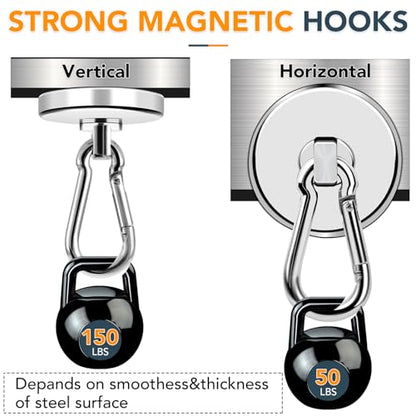 Strong Magnetic Hooks 150LB Neodymium Heavy Duty Magnets with Swivel