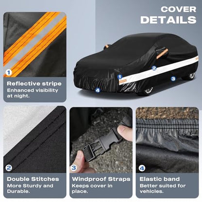 10 Layers Car Cover Custom Fit for Hyundai Elantra Sedan (Black Gray / Custom Fit for Hyundai Elantra)