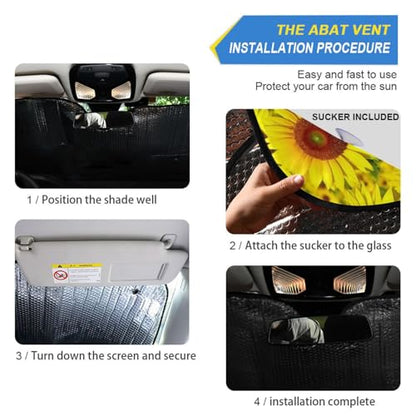 Car Windshield Sun Shade Summer Sunflowers Landscape Foldable Car Front Windshield Sunshade Blocks UV Rays Sun Visor Sun Heat Protection for Car Truck SUV to Keep Your Vehicle Cool (Medium / Yellow Sunflowers)