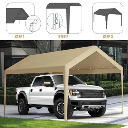 12 x 20 FT Carport Replacement Cover (12'x20' / Beige)