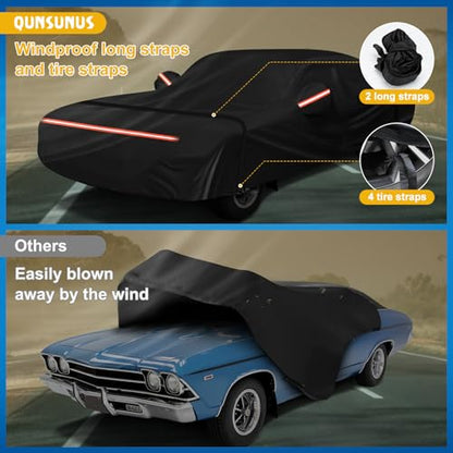 QUNSUNUS Waterproof Car Cover for Chevelle Malibu SS Sedan (for Chevelle Malibu&Malibu SS)