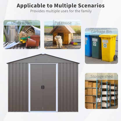 4x8 FT Outdoor Storage Shed (4x8 FT/Window / Warm Gray)