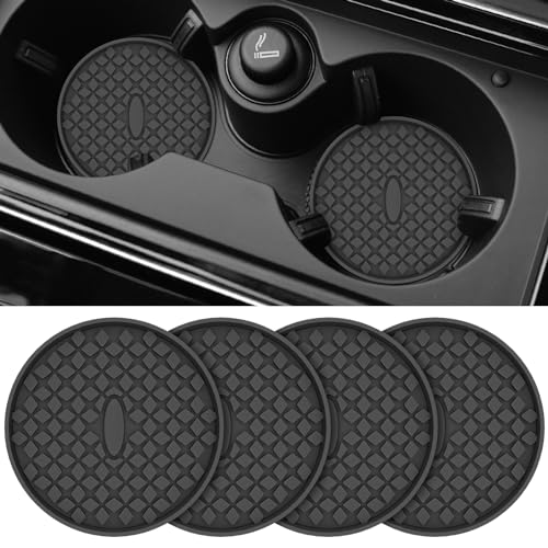 Car Cup Coasters [4 Pack] Silicone Car Coasters (4 Pack-black)