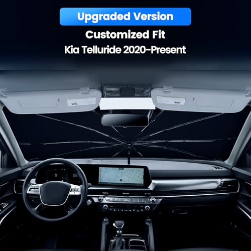 Windshield Sun Shade Umbrella Compatible with Kia Telluride 2020 (For Kia Telluride 2020+)