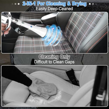 Car Cleaning Gun Detailing Dry Air Blow Gun (Soft Hose -1 Nozzle / White)