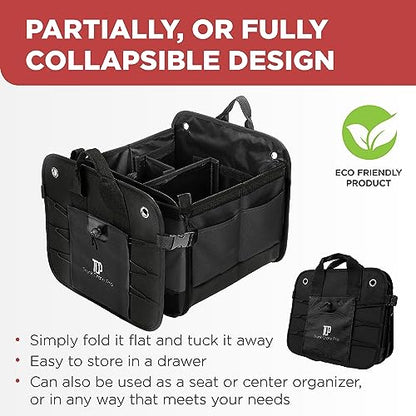 Car Trunk Organizer for SUV & Truck Cargo Storage (Large / Black)