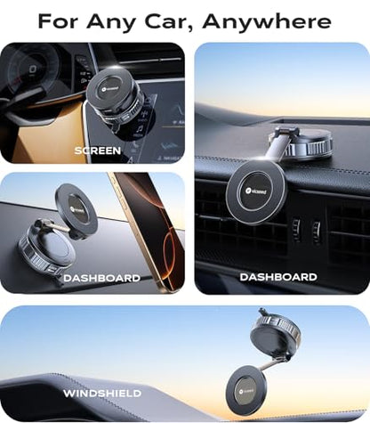 Upgraded Car Phone Holder for Magsafe Car Mount [Strongest Suction] (Translucent Black)