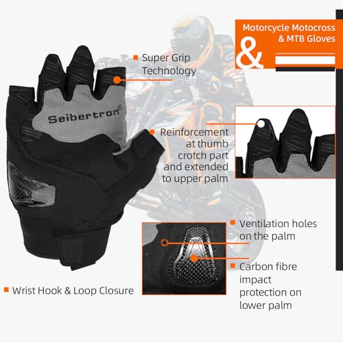 SPS 5 Unisex Touchscreen Road Racing Motorcycle MTB Sports Gloves Also fit BMX MX ATV Mountain Bike Bicycle Cycling Off (Black SPS-5 / XL Youth)