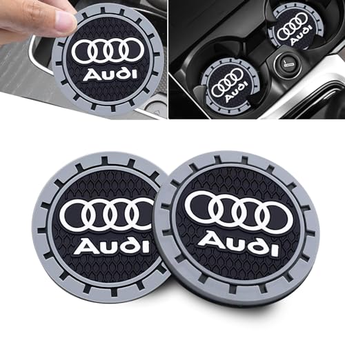 Car Cup Holder Coaster for Audi Recessed Silicone Cupholder Coaster Interior Accessories 2.75IN 2Pack (Gray-04)