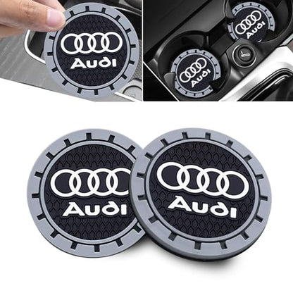 Car Cup Holder Coaster for Audi Recessed Silicone Cupholder Coaster Interior Accessories 2.75IN 2Pack (Gray-04)