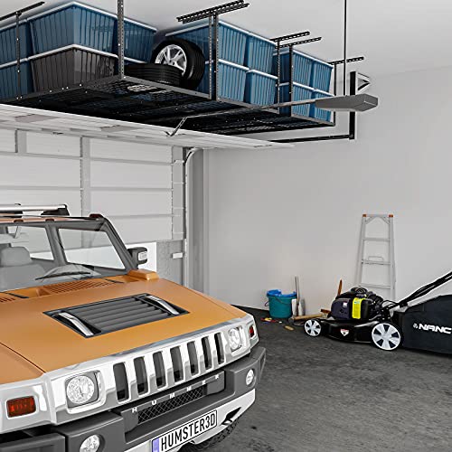 3x8 Overhead Garage Ceiling Storage Rack (Black / 3x8 ft)