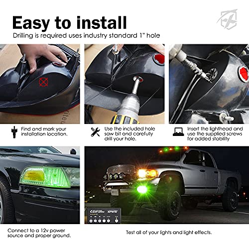 Amber Green LED Hideaway Strobe Lights Kit (Amber Green / 4 pcs)