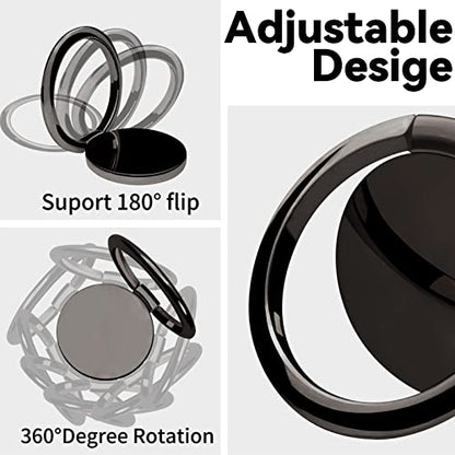 Metal Cell Phone Ring Holder Finger Ring Stand (Black)