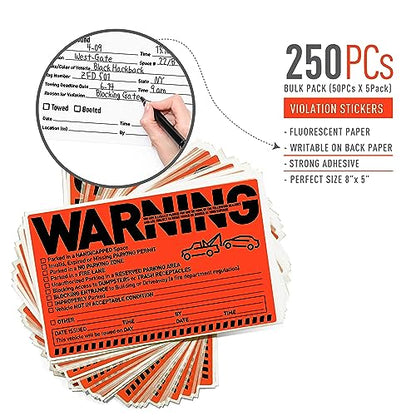 250 Parking Violation Notice Tow Stickers for Car Vehicle (250 Stickers)