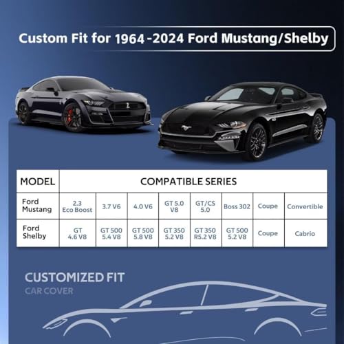 10 Layers Car Cover Custom Fit for Ford Mustang (Black Gray / Custom Fit for Ford Mustang)
