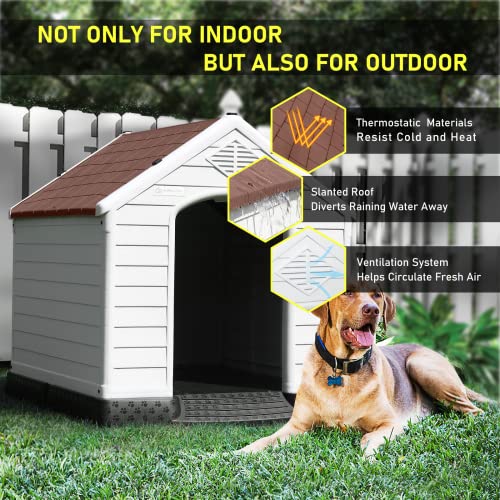 Large Dog House (Brown / 38.8"L x 35"W x 37.4"H)