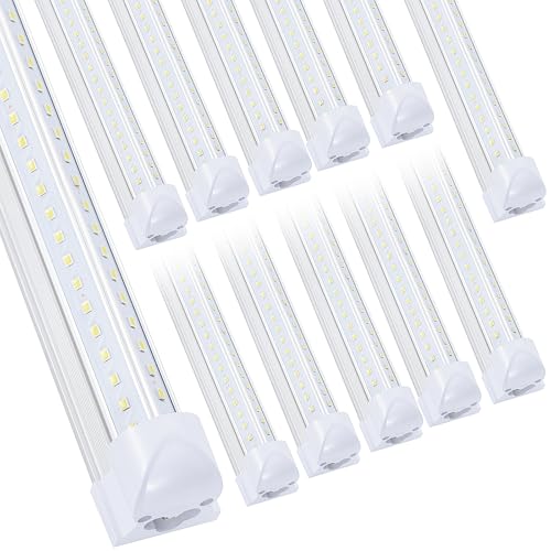 12 Pack Led Shop Lights (12PCS 8FT 2 Row V-Shape 6000K)
