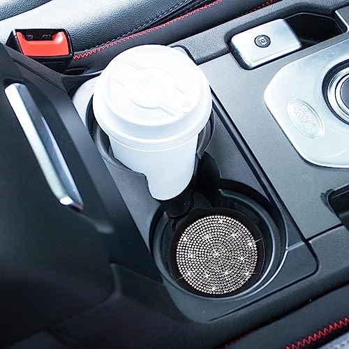 4 Pack Car Cup Holder Coaster Bling Crystal Rhinestone Car Interior (Black Whole Rhinestone / 4 Pack)