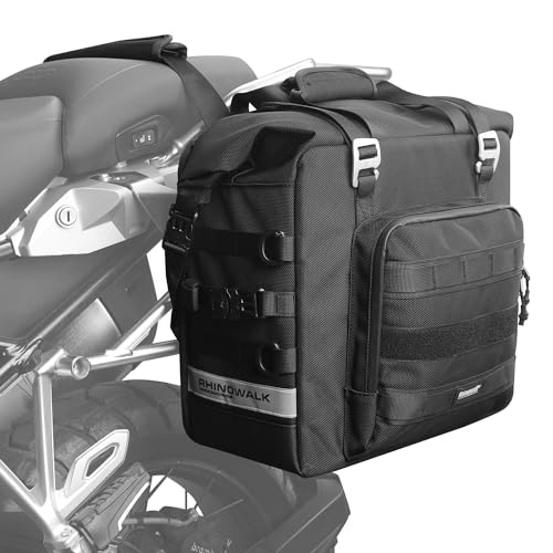 Motorcycle Saddlebags Waterproof 25L Saddle Bag Quick Release side bag Fits Most Adventure and Sports Bike Motorcycle Racks (Black / 25L)
