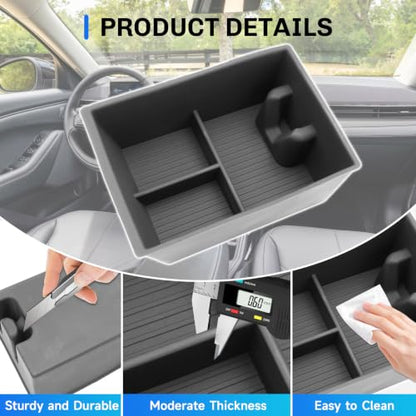 for 2025 2026 Ford Mustang Mach E Center Console Organizer for 2026 Mustang Mach E Accessories [Silicone Under Armrest Tray] for 2025 2026 Mach E Console Organizer Armrest Console Tray