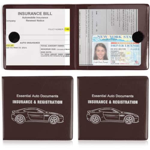 Car Registration and Insurance Card Holder (Leather Brown)