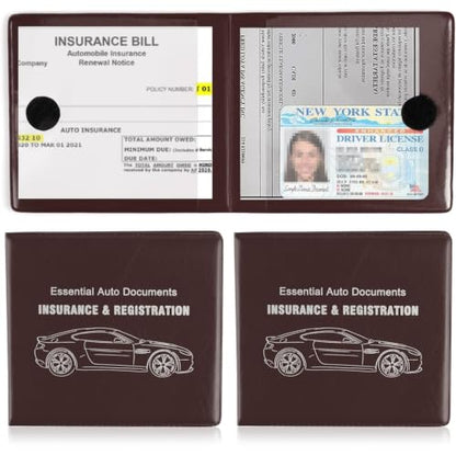 Car Registration and Insurance Card Holder (Leather Brown)