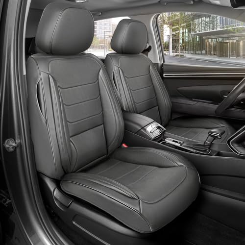 Elite Edition Faux Leather Seat Covers for Cars (Elite Fronts-Charcoal / Front Seats)
