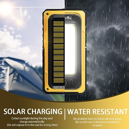 Portable Rechargeable Magnetic Work Light (USB + Solar Charging / Yellow)
