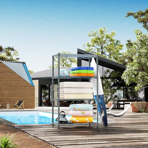 4 Tier Outdoor Metal Storage Shelving Unit (4 Tier, 17.7" D x 35.43" W x 59" H / Grey)
