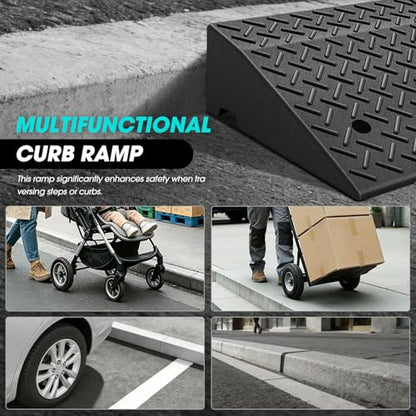 6.9" Rise Rubber Curb Ramp Heavy Duty Loading Driveway Ramp Threshold Ramp 39" W x 19.5" D x 6.9" H for Loading Dock (6.9 in)