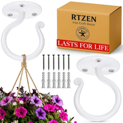 Plant Hangers Outdoor or Indoor Heavy Duty Wall Bracket Hooks (3.1 Inch / Ceiling Hooks - W)