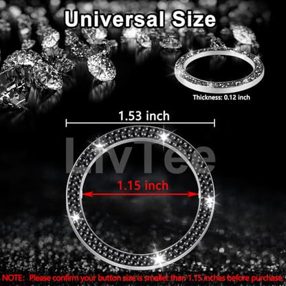 2 PCS Crystal Double Rhinestone Car Engine Start Stop Decoration Ring (Double Black)