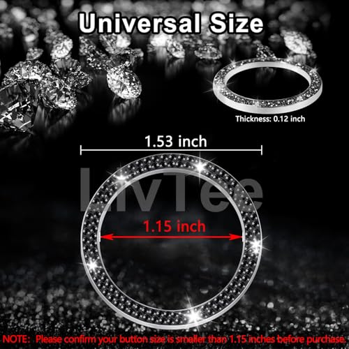 2 PCS Crystal Double Rhinestone Car Engine Start Stop Decoration Ring (Double Black)