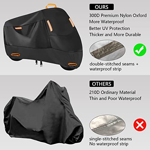 Heavy Duty Motorcycle Cover Fits up to 86" Yamaha (Black / XXL (86" x 37" x 50"))