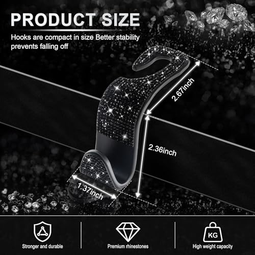 Car Seat Headrest Hook (Bling Black)
