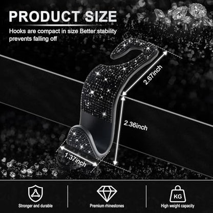 Car Seat Headrest Hook (Bling Black)