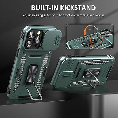 Phone Case for i Phone 16 Pro Max with Stand & Camera Cover (iPhone 16 Pro Max 【6.9 inch】 / Alpine Green)