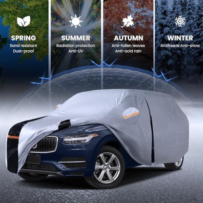 Multi Layer Car Cover Custom Fit for Volvo XC90 (W.Custom Fit Volovo XC90 / White Car Cover)