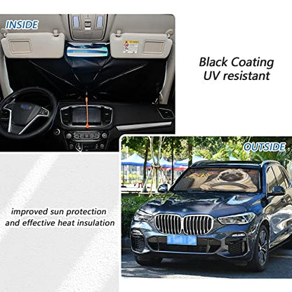 Fun Pug Dog Driving Windshield Sun Shade Umbrella Foldable Car Front Window Sunshade Blocks UV Rays Heat Keep Vehicle Cool (multi 26)